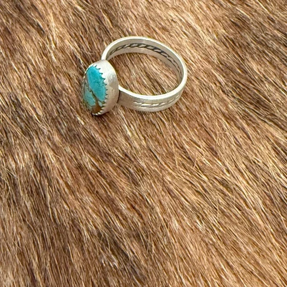 Number 8 Mine Turquoise Silver Ring - Picture 2 of 9